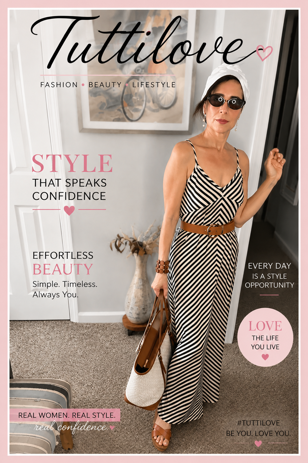 White & Black Striped Linen Dress