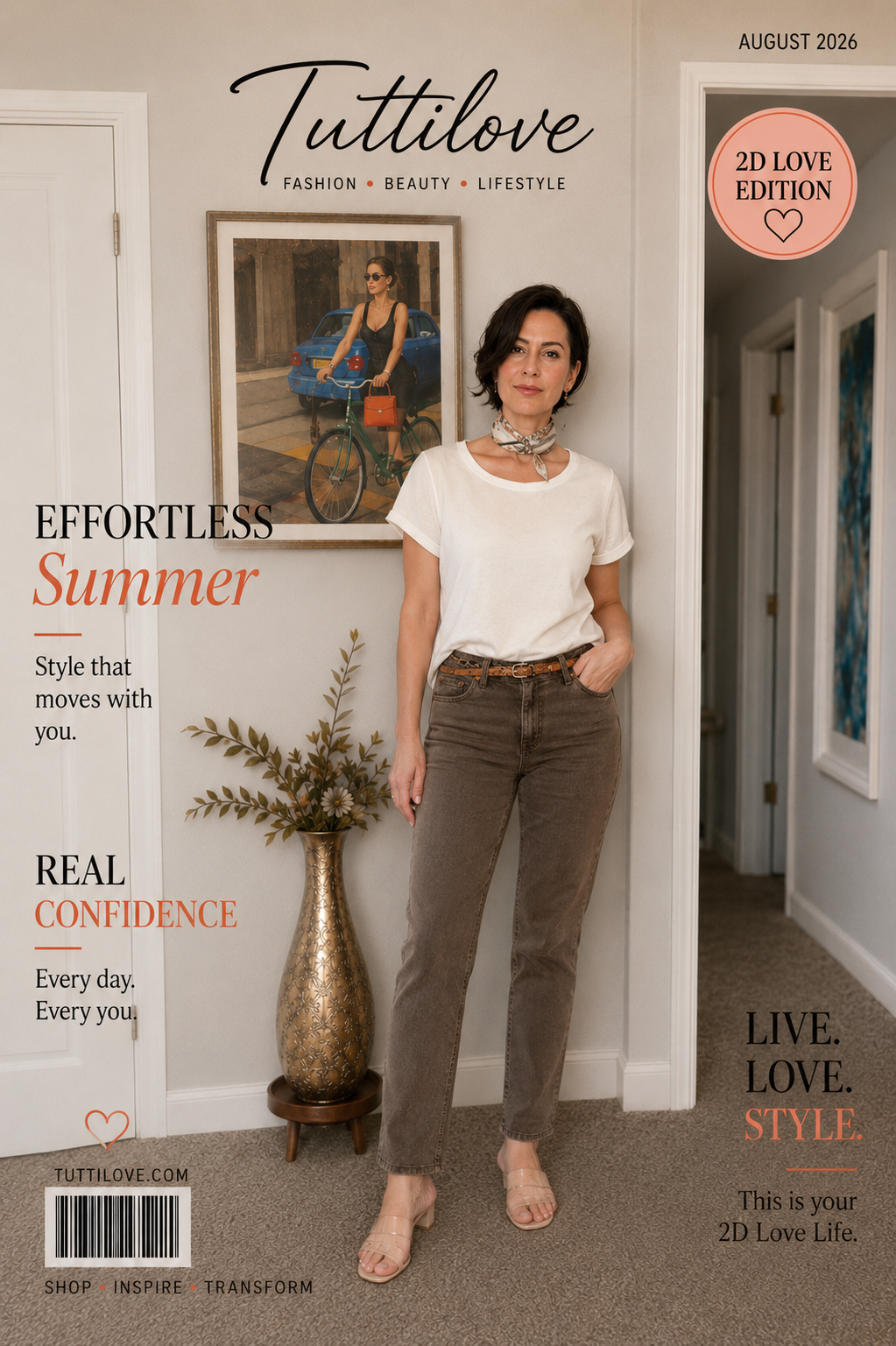 Relaxed Everyday Style: Slim Jeans, Breezy Linen & a Chic Scarf