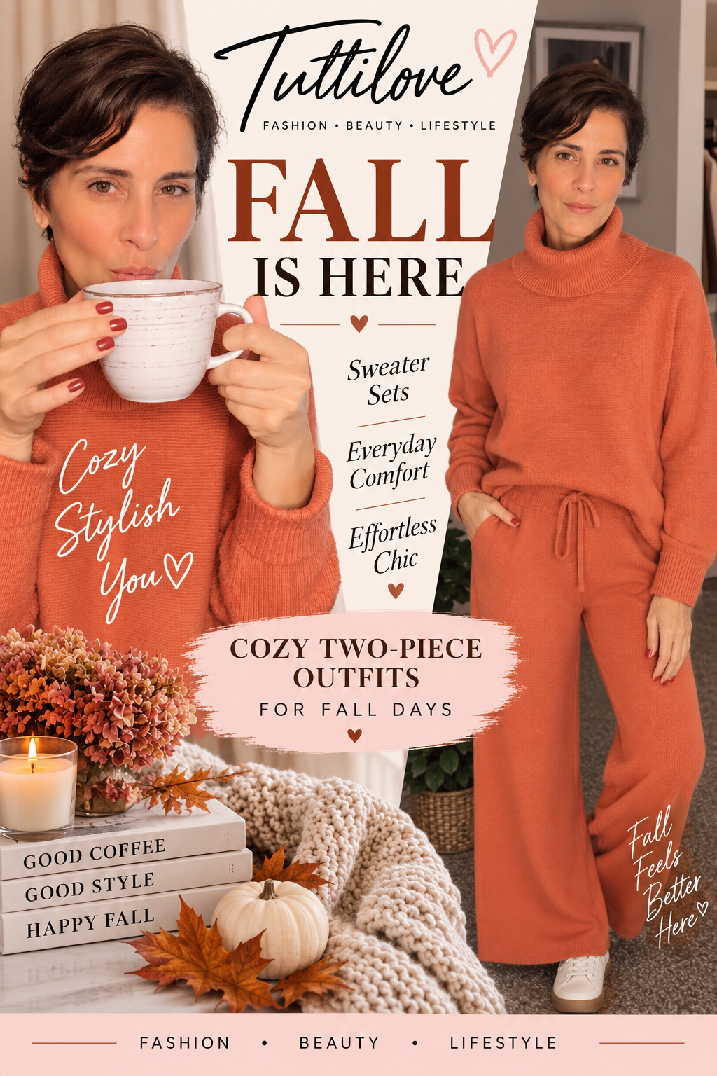 Cozy Fall Style: The Perfect Orange Two-Piece Lounge Set