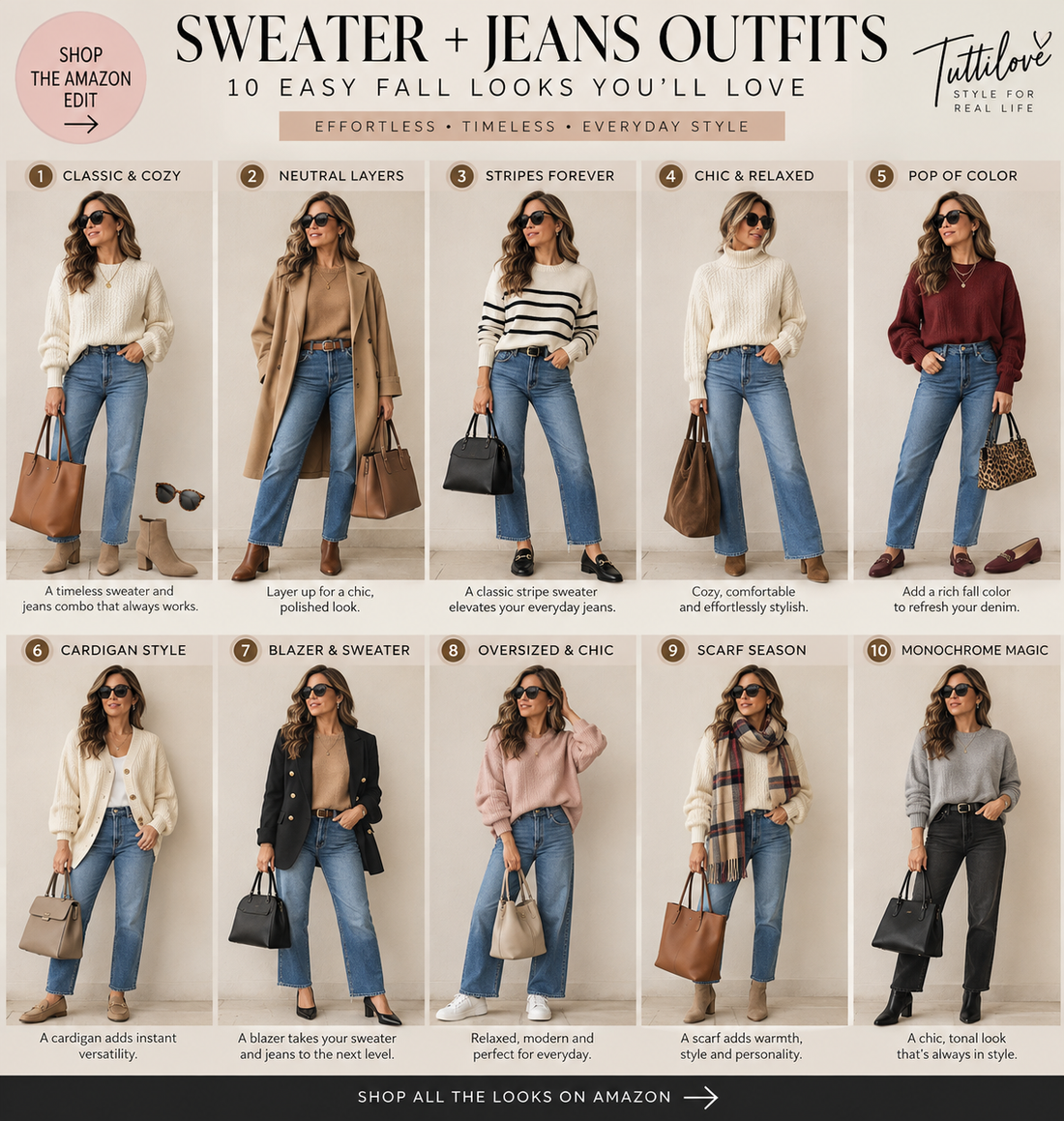 Sweater + Jeans Outfits You'll Want to Wear All Fall