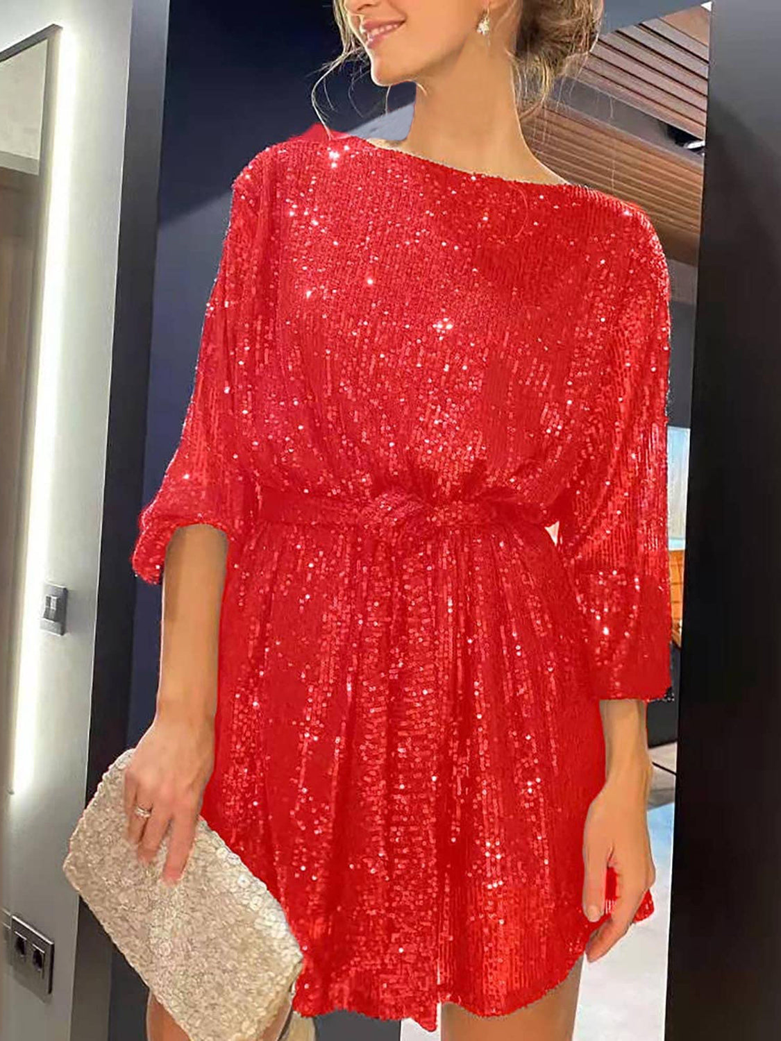Golden Manor Rose Mini Dress
