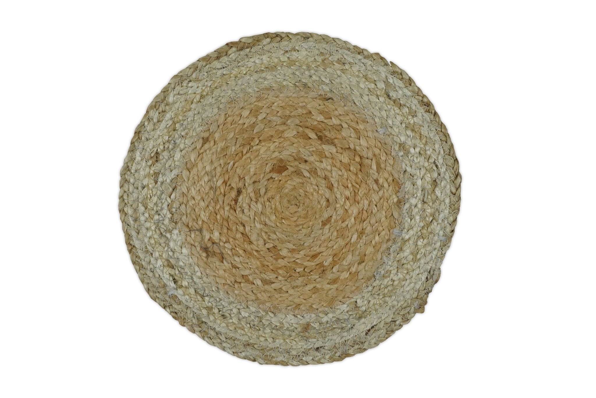 100% ALL NATURAL FIBER HAND BRAIDED BOHO WHITE ROUND JUTE RUG | JR4