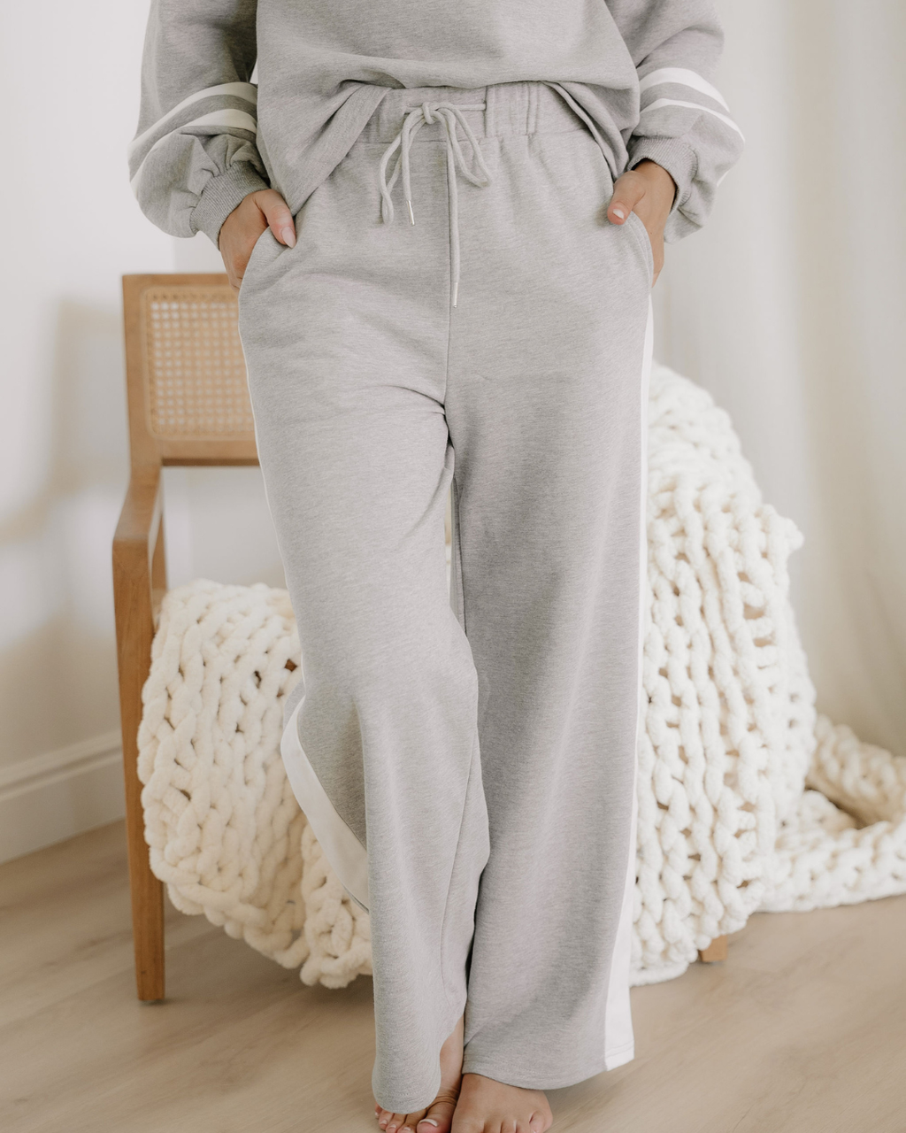 Elena Set – The Feminine Energy Collection. Long Sleeve Pullover and Pants Set - Gray