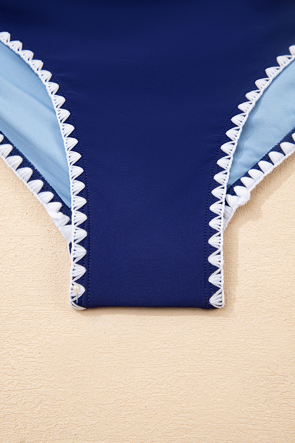 Colorblock Ric-Rac Trim Cutout Swimsuit