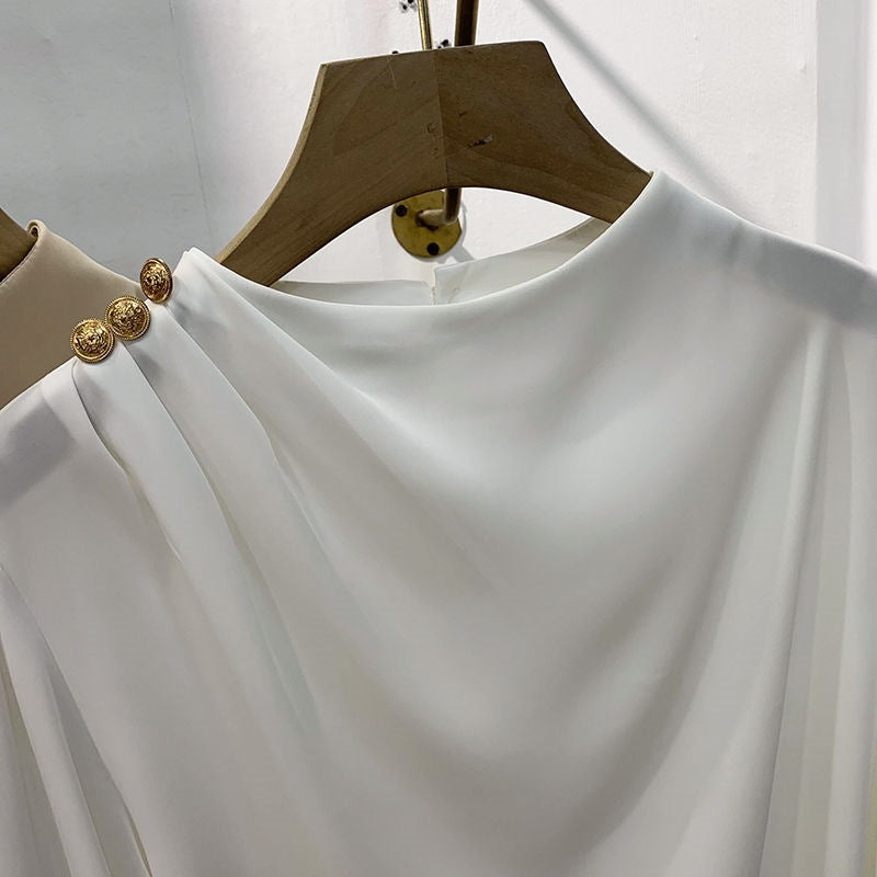 The Celeste Draped Button Blouse