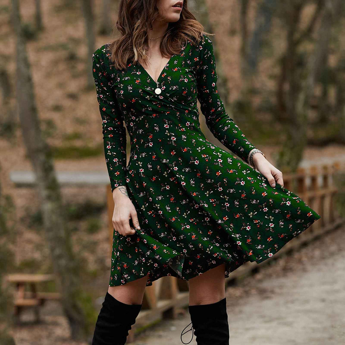 The Fall Floral Midi Dress