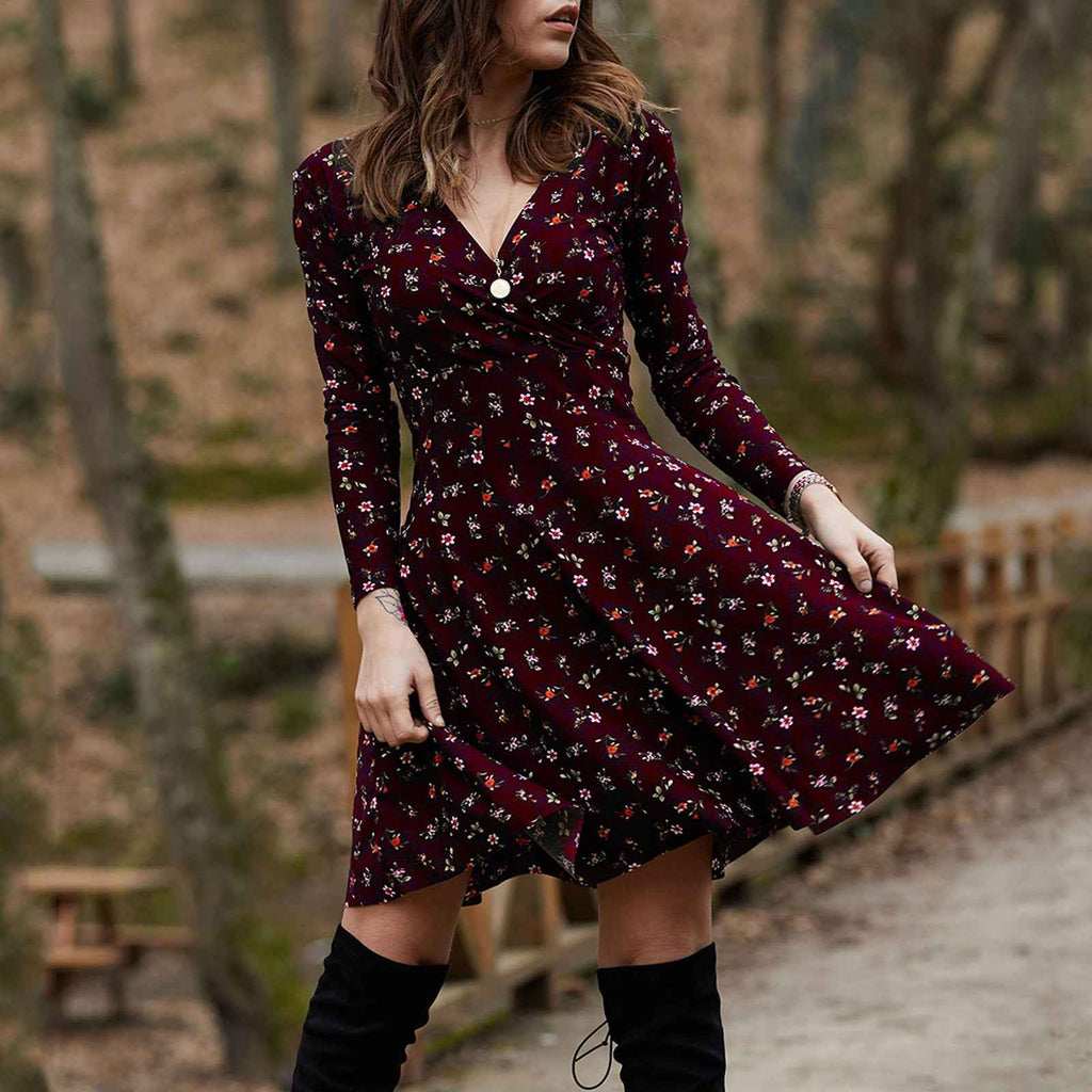 The Fall Floral Midi Dress