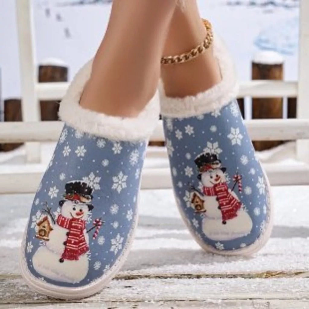 The Holly Snowman Holiday Slippers