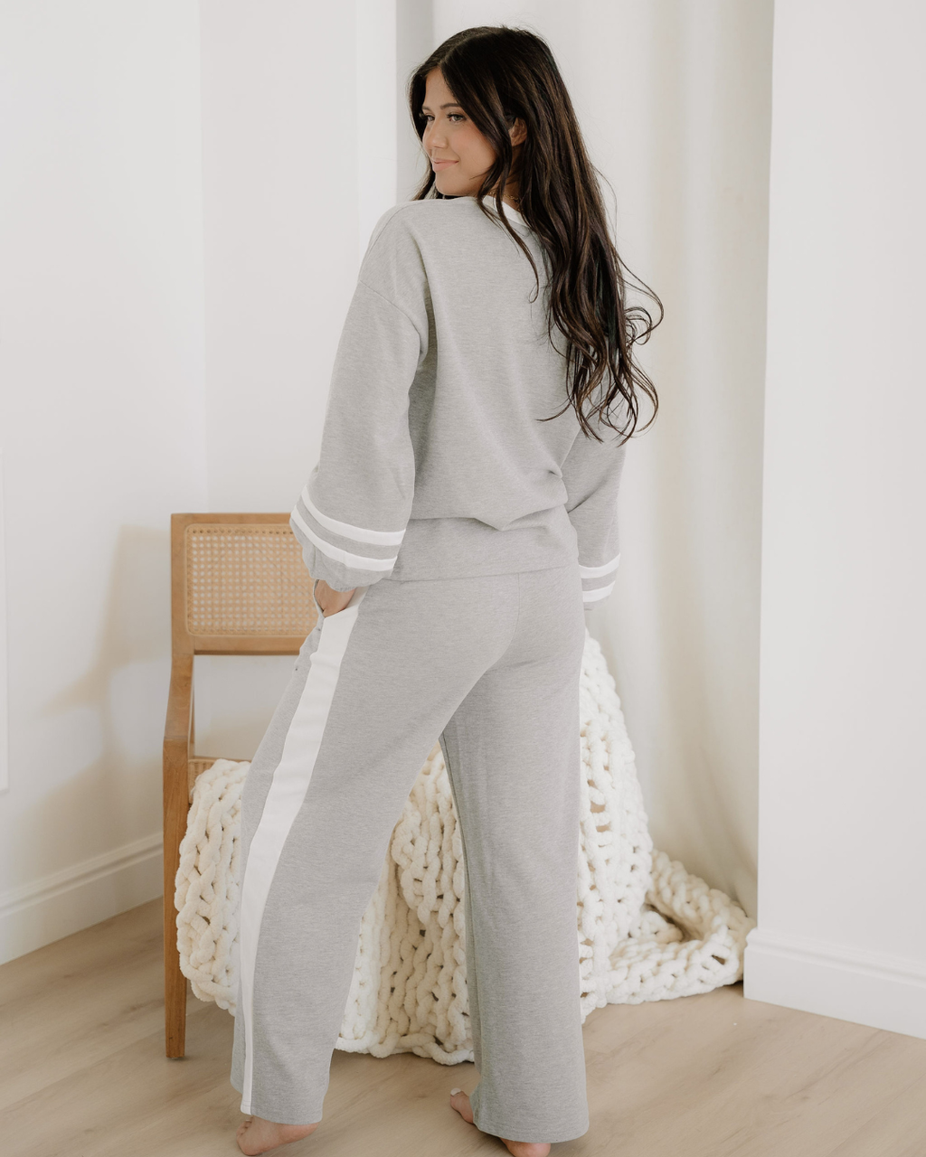 Elena Set – The Feminine Energy Collection. Long Sleeve Pullover and Pants Set - Gray