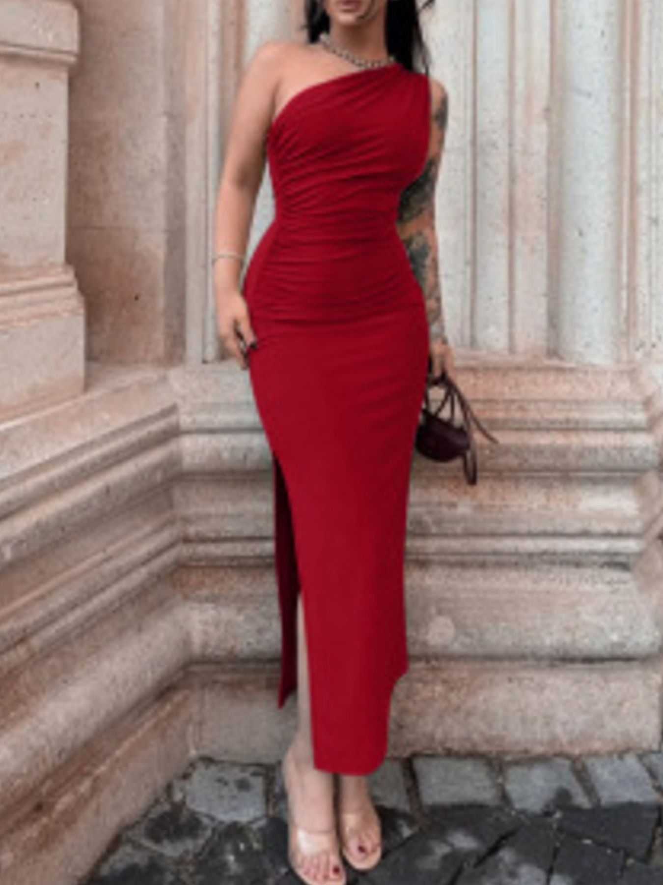 Rosé Bloom Dress- One Shoulder