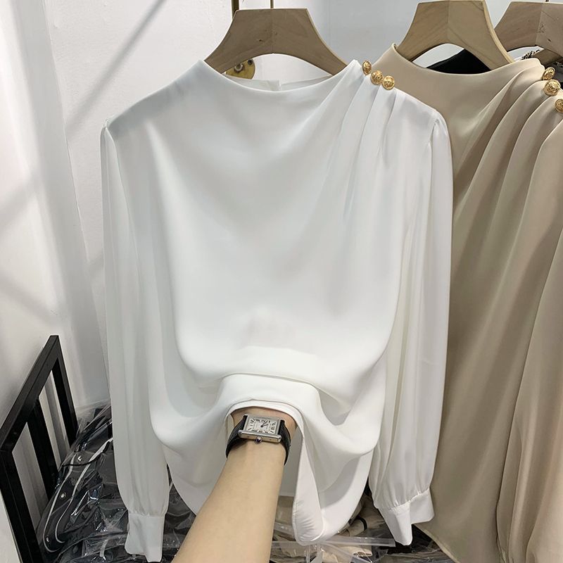 The Celeste Draped Button Blouse