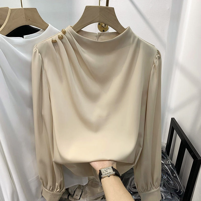 The Celeste Draped Button Blouse