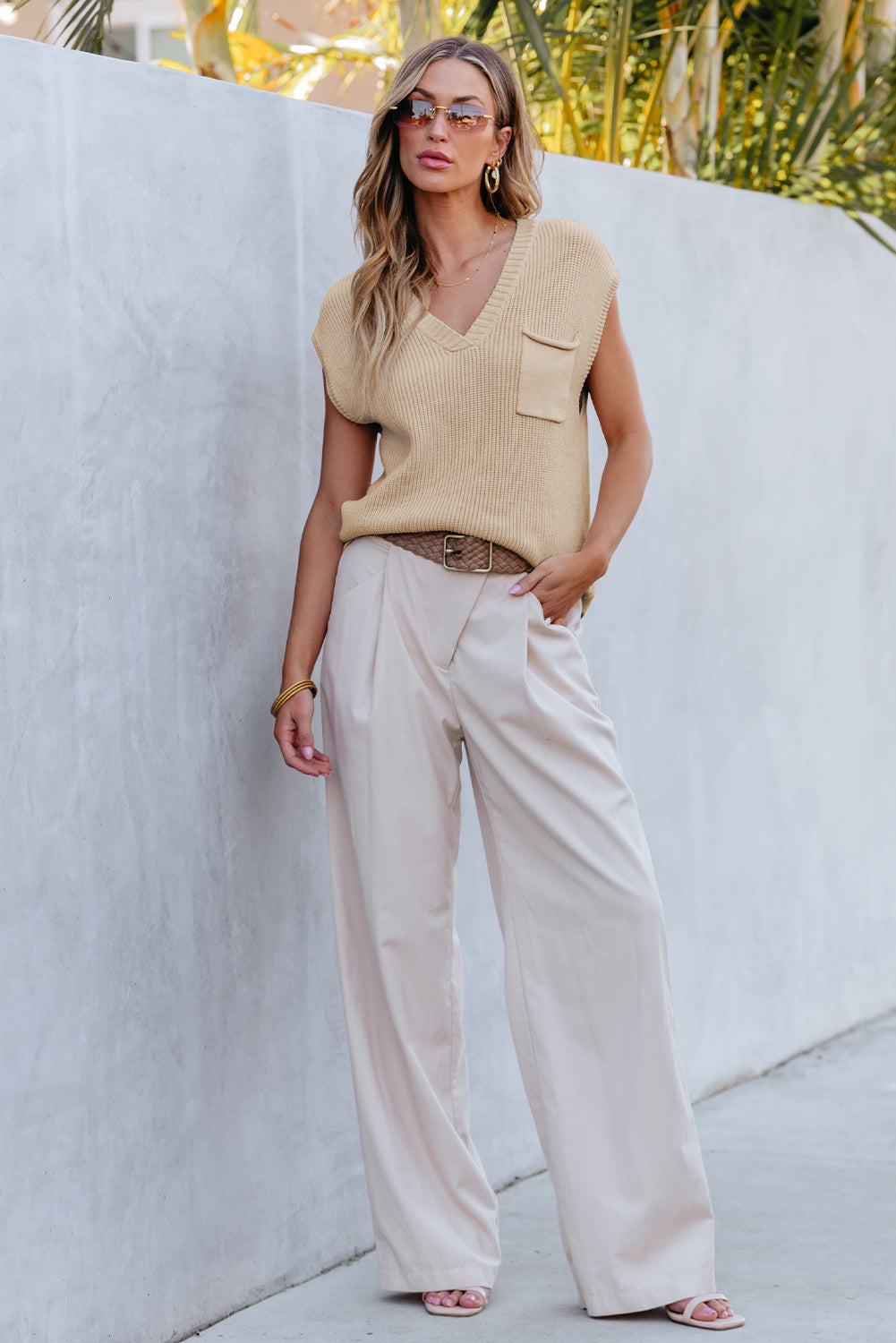 Apricot Rose Chic Sleeve Sweater Top