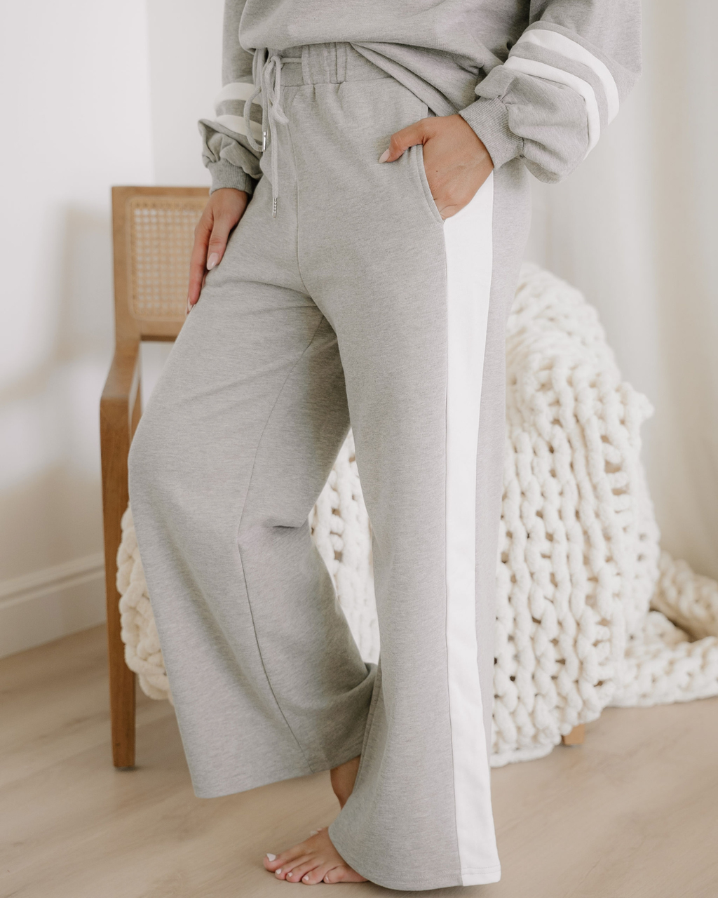 Elena Set – The Feminine Energy Collection. Long Sleeve Pullover and Pants Set - Gray