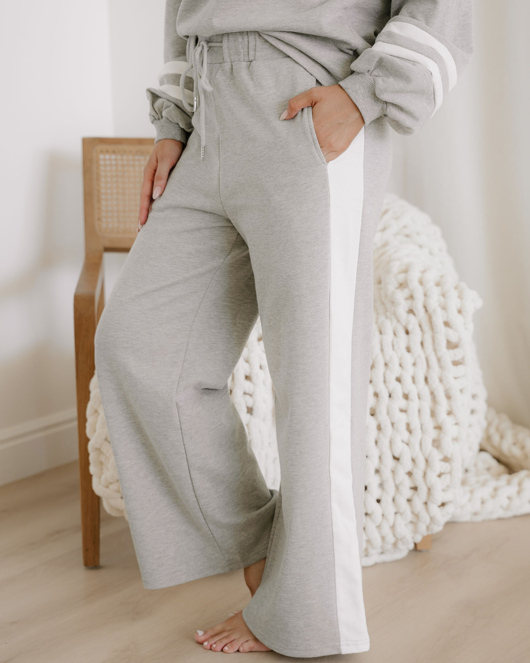 Elena Set – The Feminine Energy Collection. Long Sleeve Pullover and Pants Set - Gray