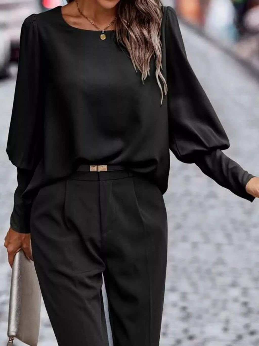 The Camalia Lee Lantern-Sleeve Blouse