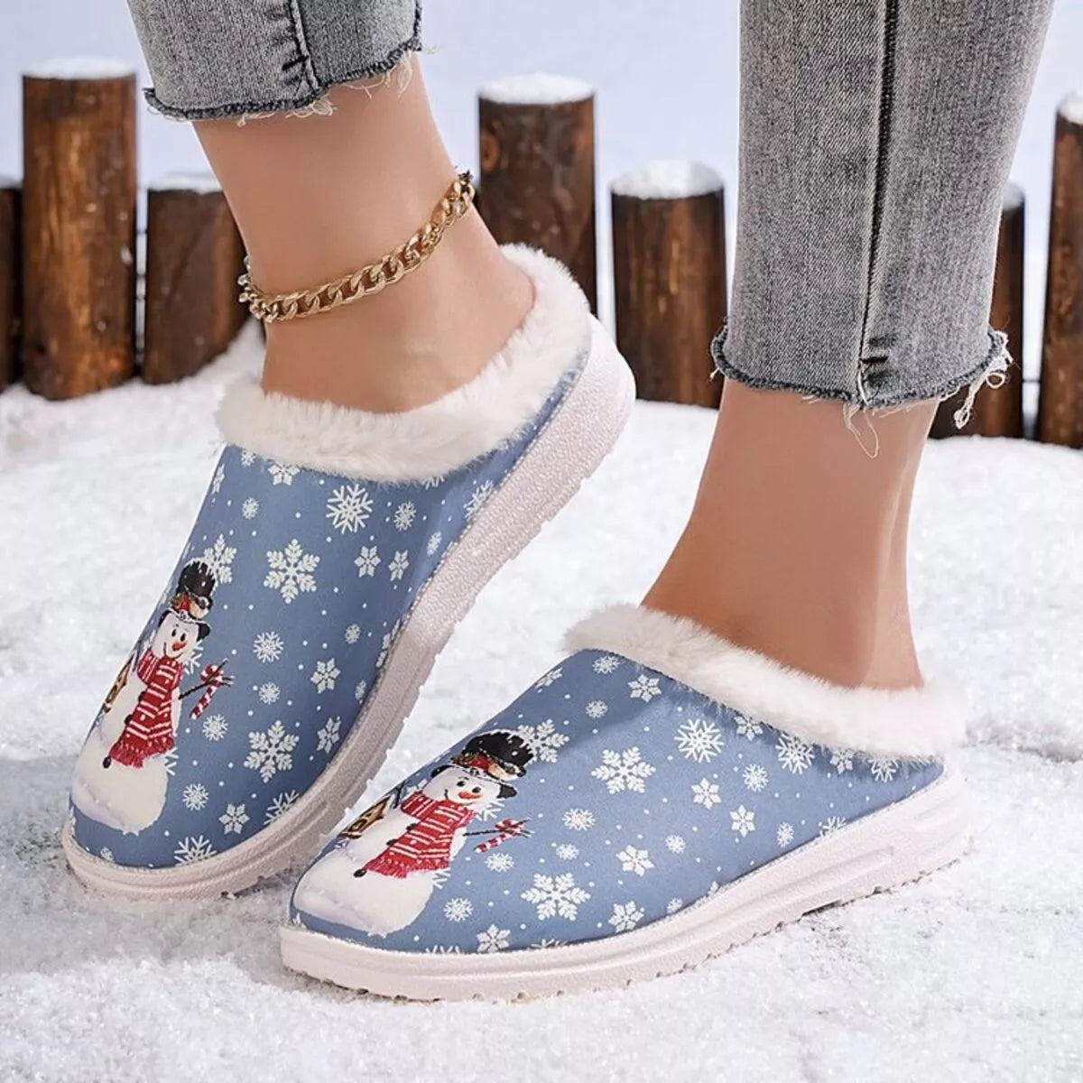 The Holly Snowman Holiday Slippers