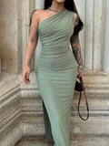 One-Shoulder Rosé Bloom Dress