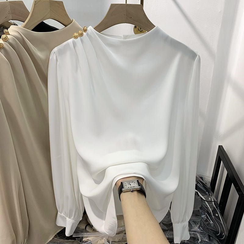 The Celeste Draped Button Blouse