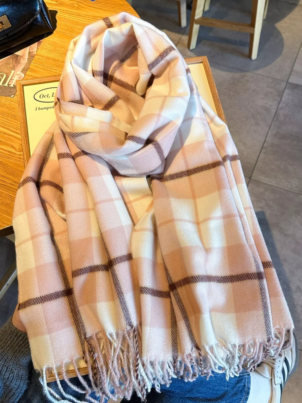 The Aspen Plaid Fringe Scarf.