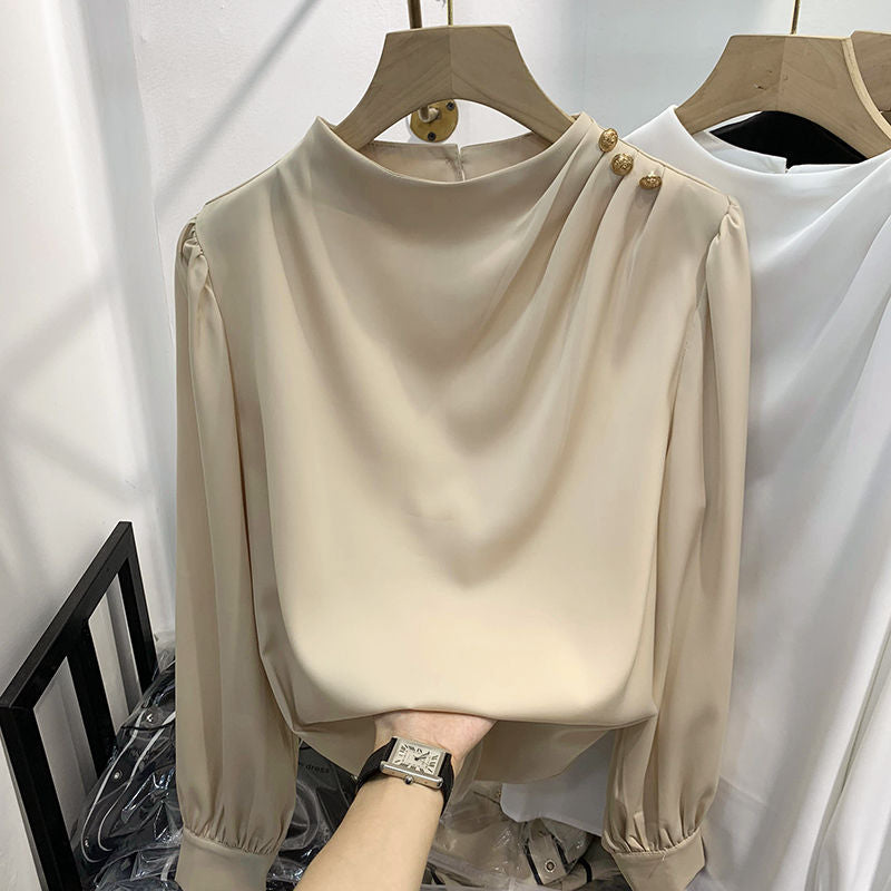 The Celeste Draped Button Blouse