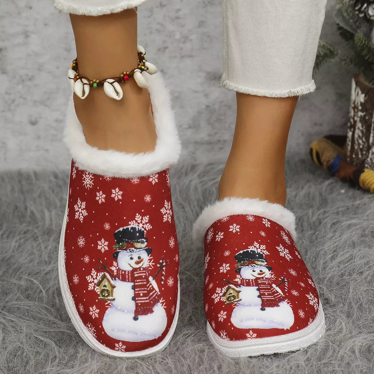The Holly Snowman Holiday Slippers