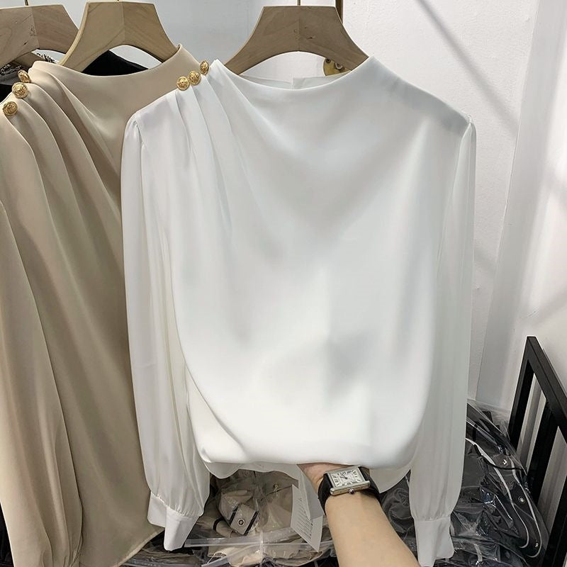 The Celeste Draped Button Blouse