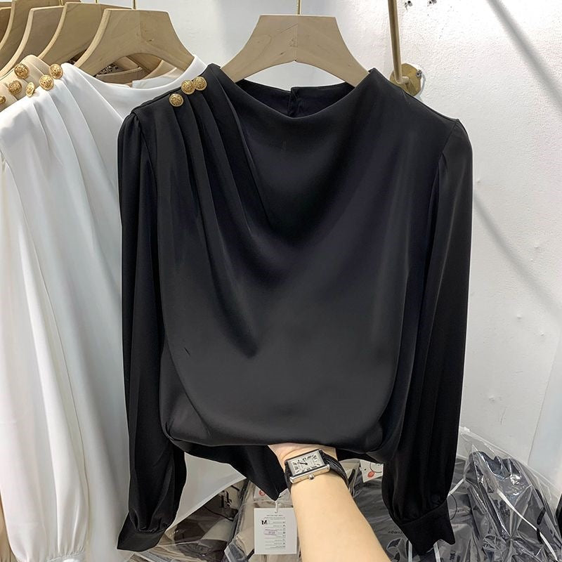 The Celeste Draped Button Blouse