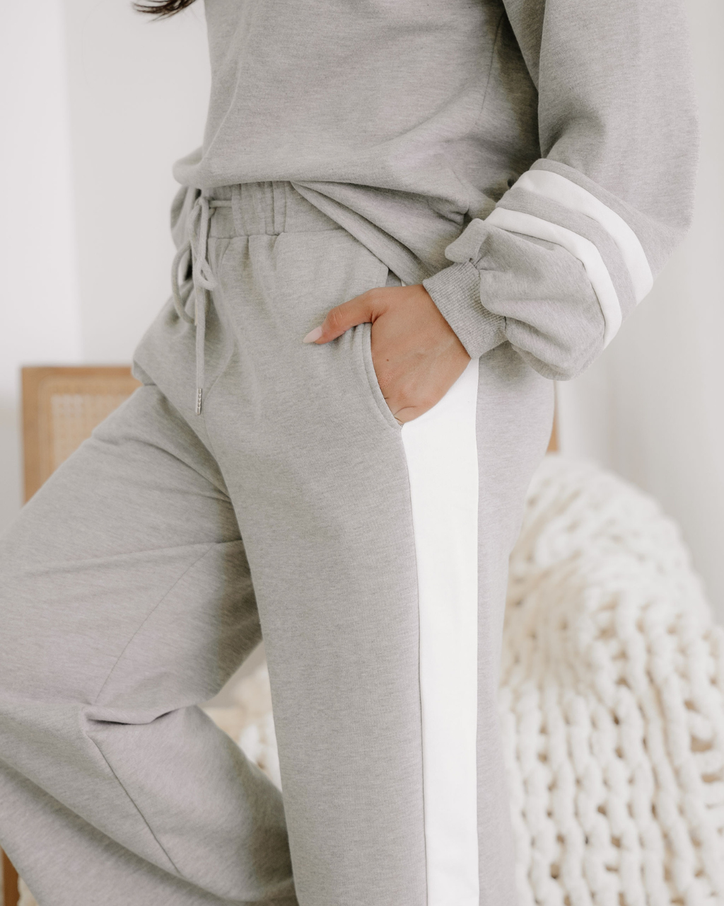 Elena Set – The Feminine Energy Collection. Long Sleeve Pullover and Pants Set - Gray