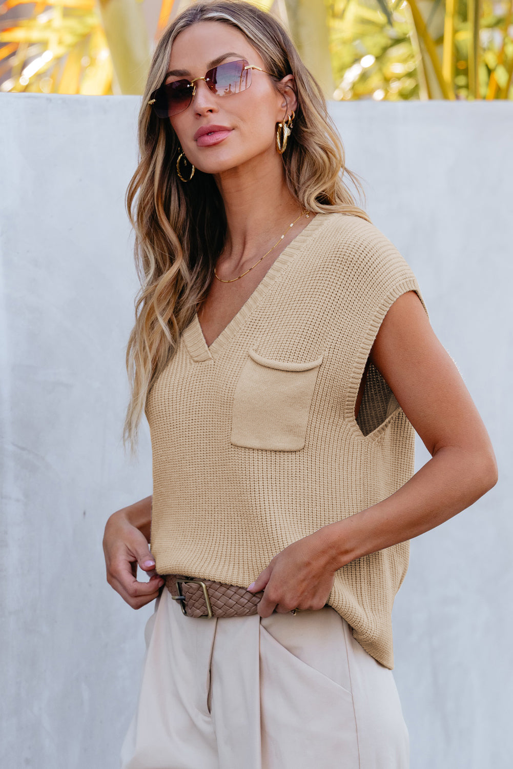 Apricot Rose Chic Sleeve Sweater Top