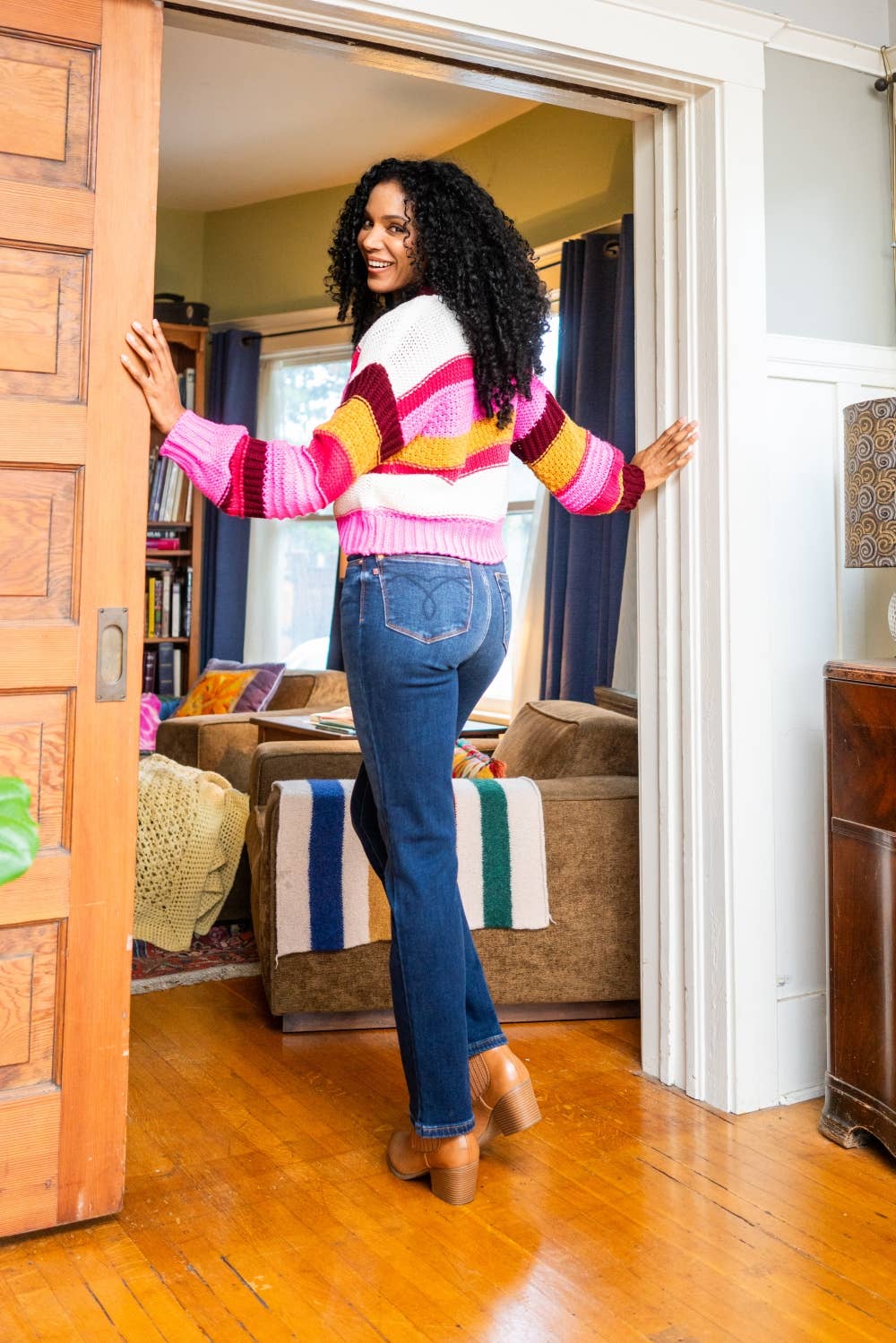 Lara - Vintage Wash Thermal Straight Jeans