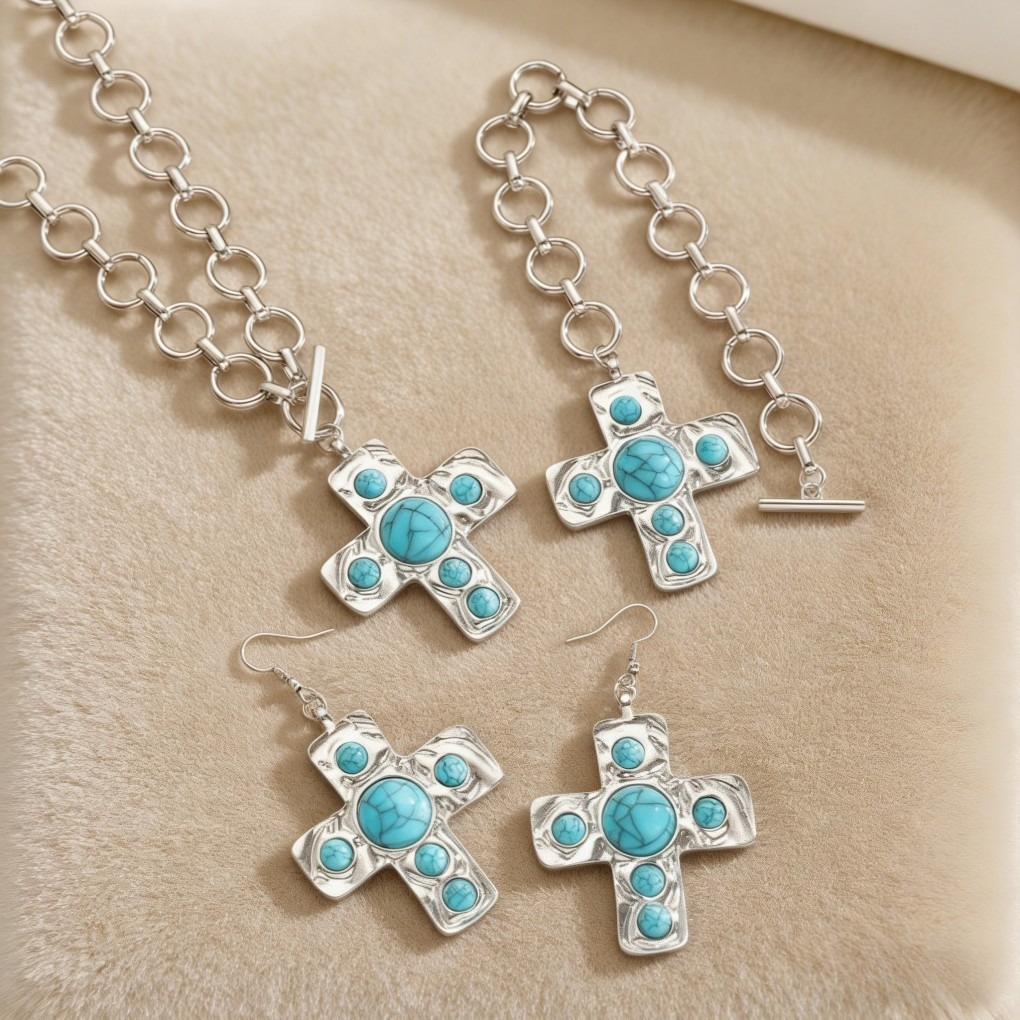 The Santa Fe Turquoise Cross Jewelry Set
