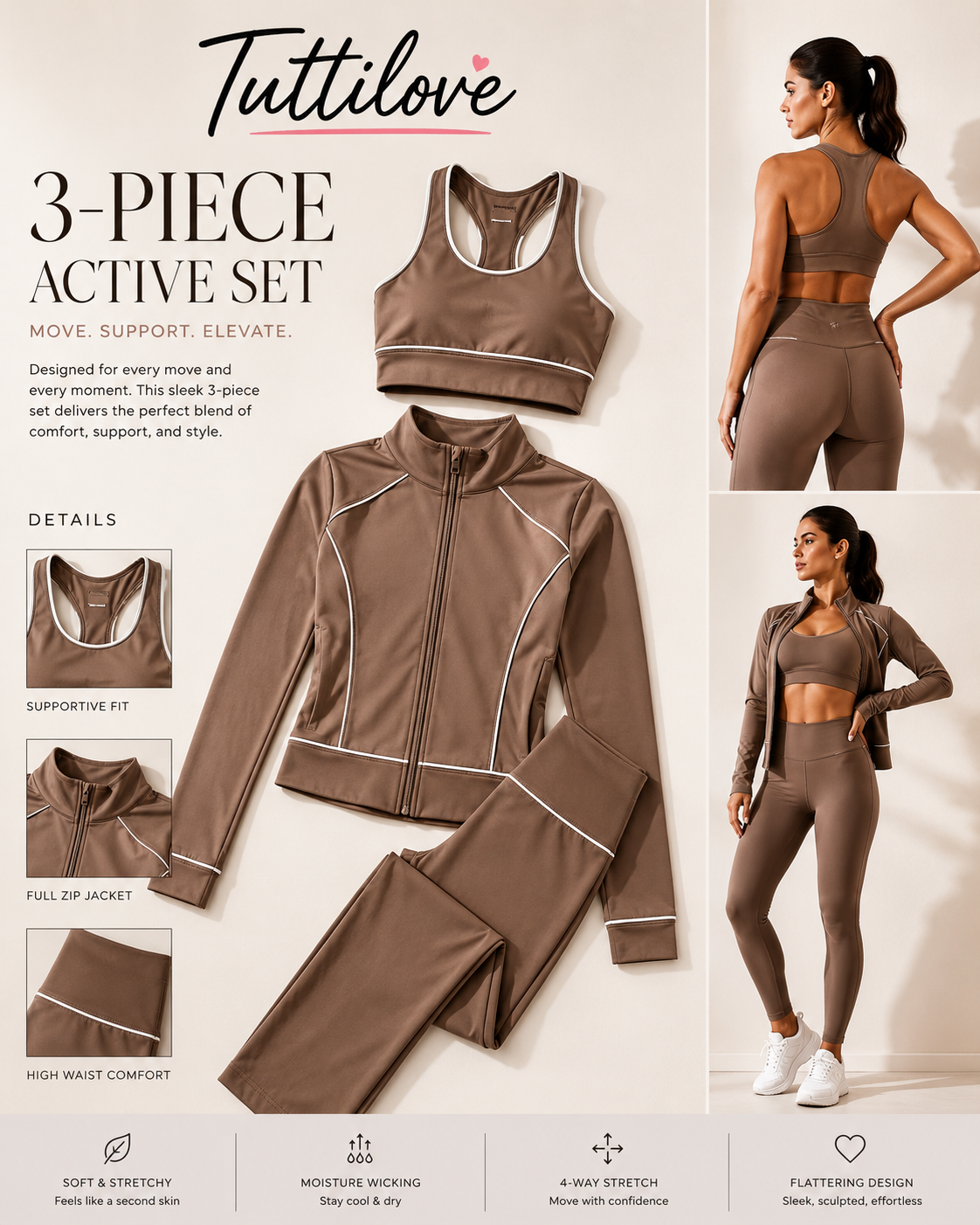 3-Piece Activewear Set – Leggings, Sports Bra & Jacket