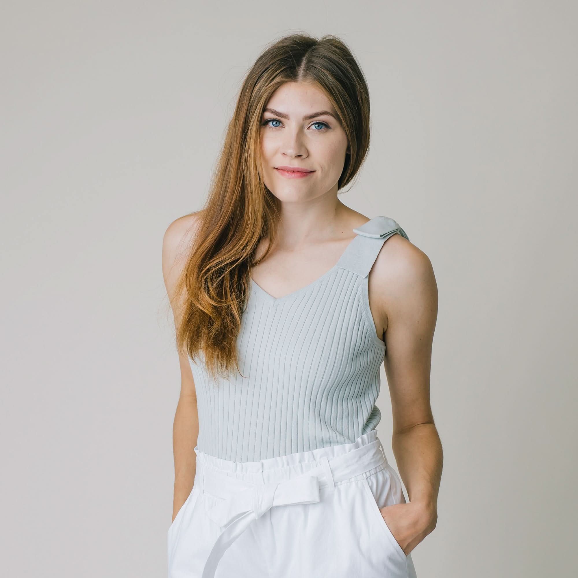 Mariela Rose Knit Tank with Bow- The Organic Chic Collection