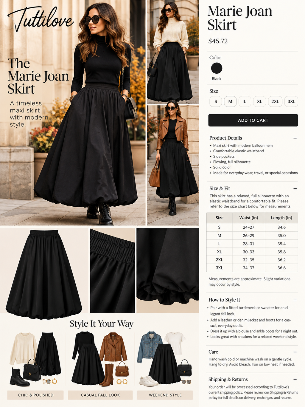 The Marie Joan Balloon Maxi Skirt