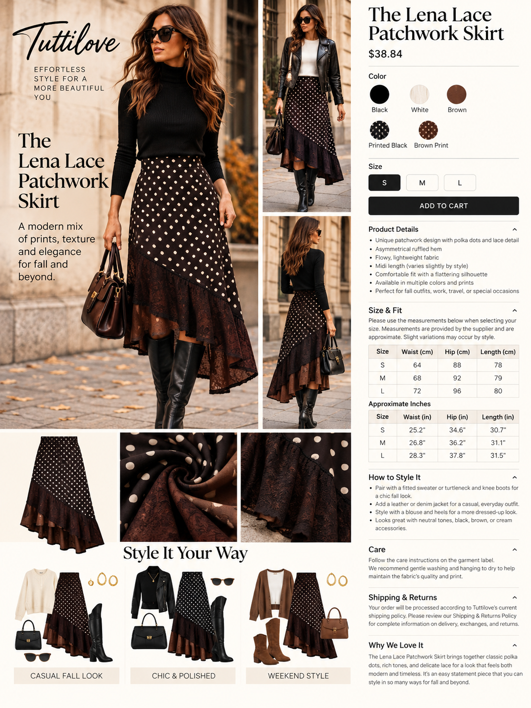 The Lena Lace Patchwork Skirt
