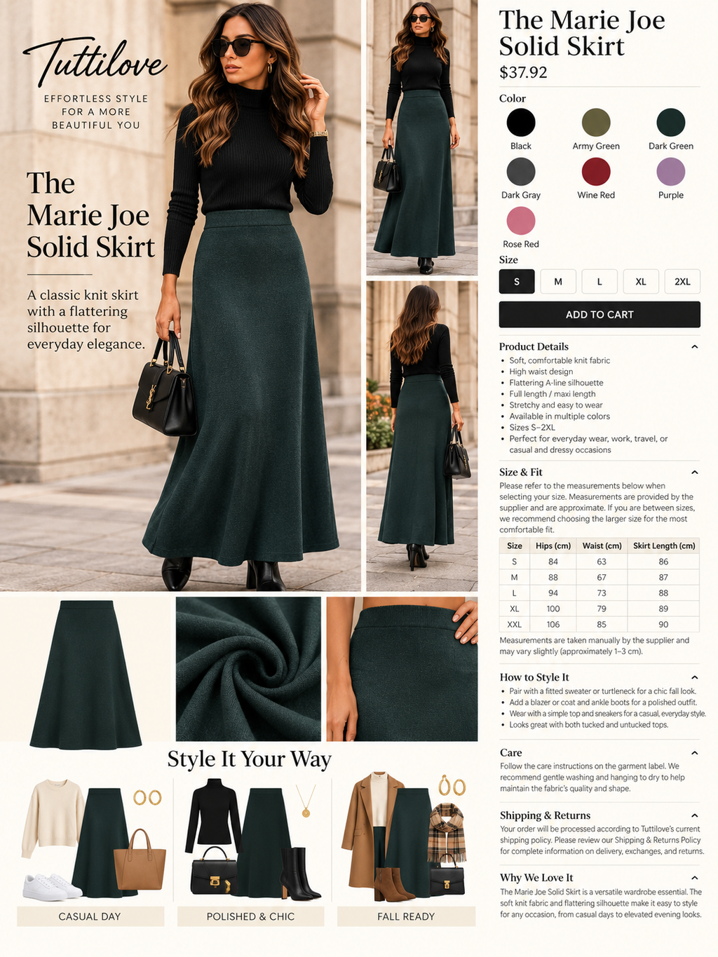 The Marie Joe Solid Skirt