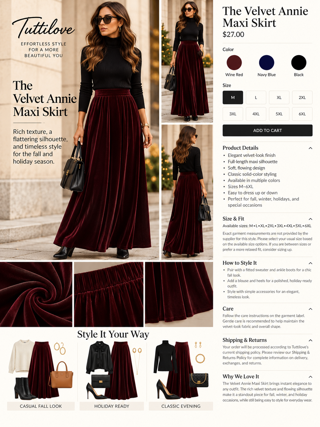 The Velvet Annie Maxi Skirt