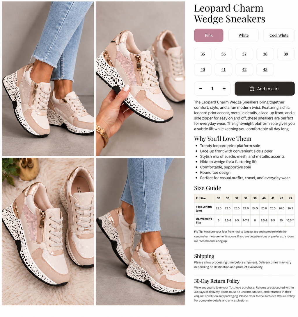 Leopard Charm Wedge Sneakers