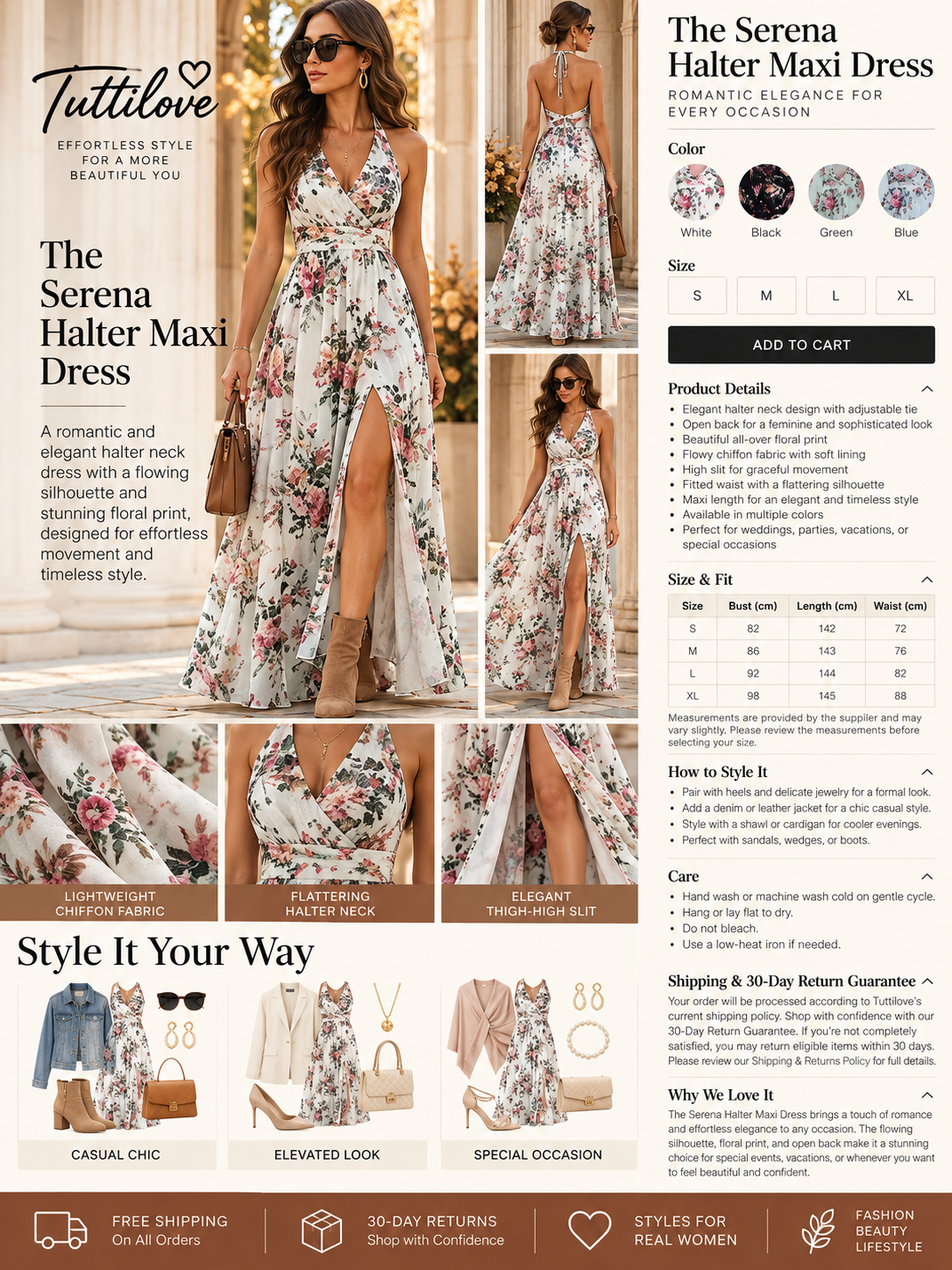 The Serena Halter Maxi Dress