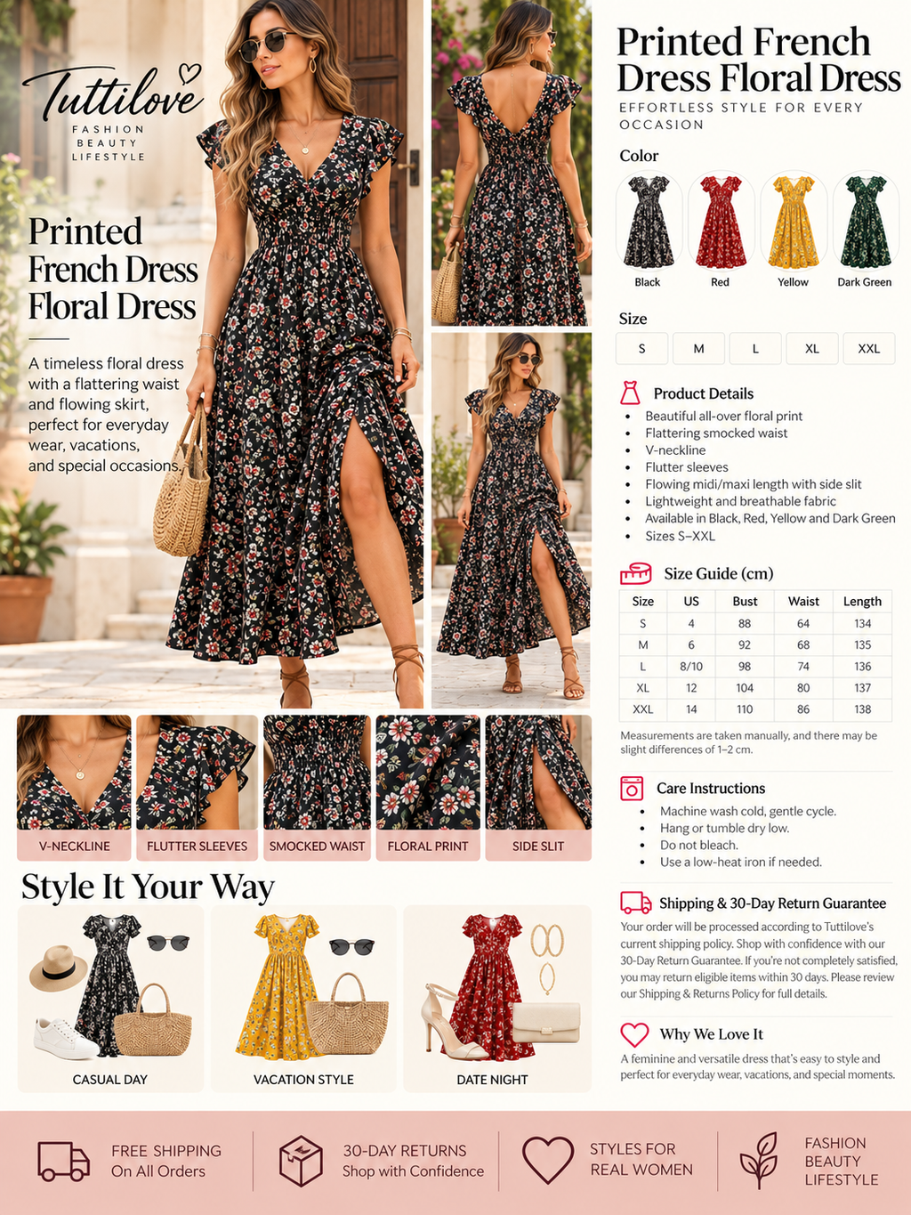 French Floral Dress