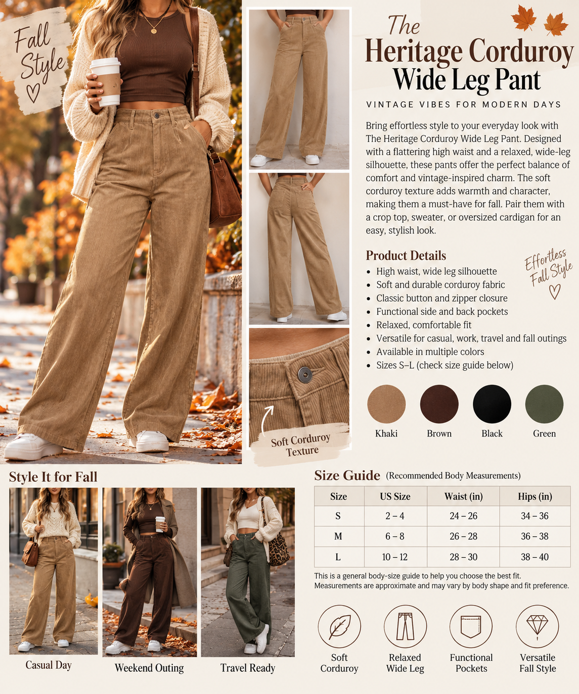 The Heritage Corduroy Wide Leg Pant