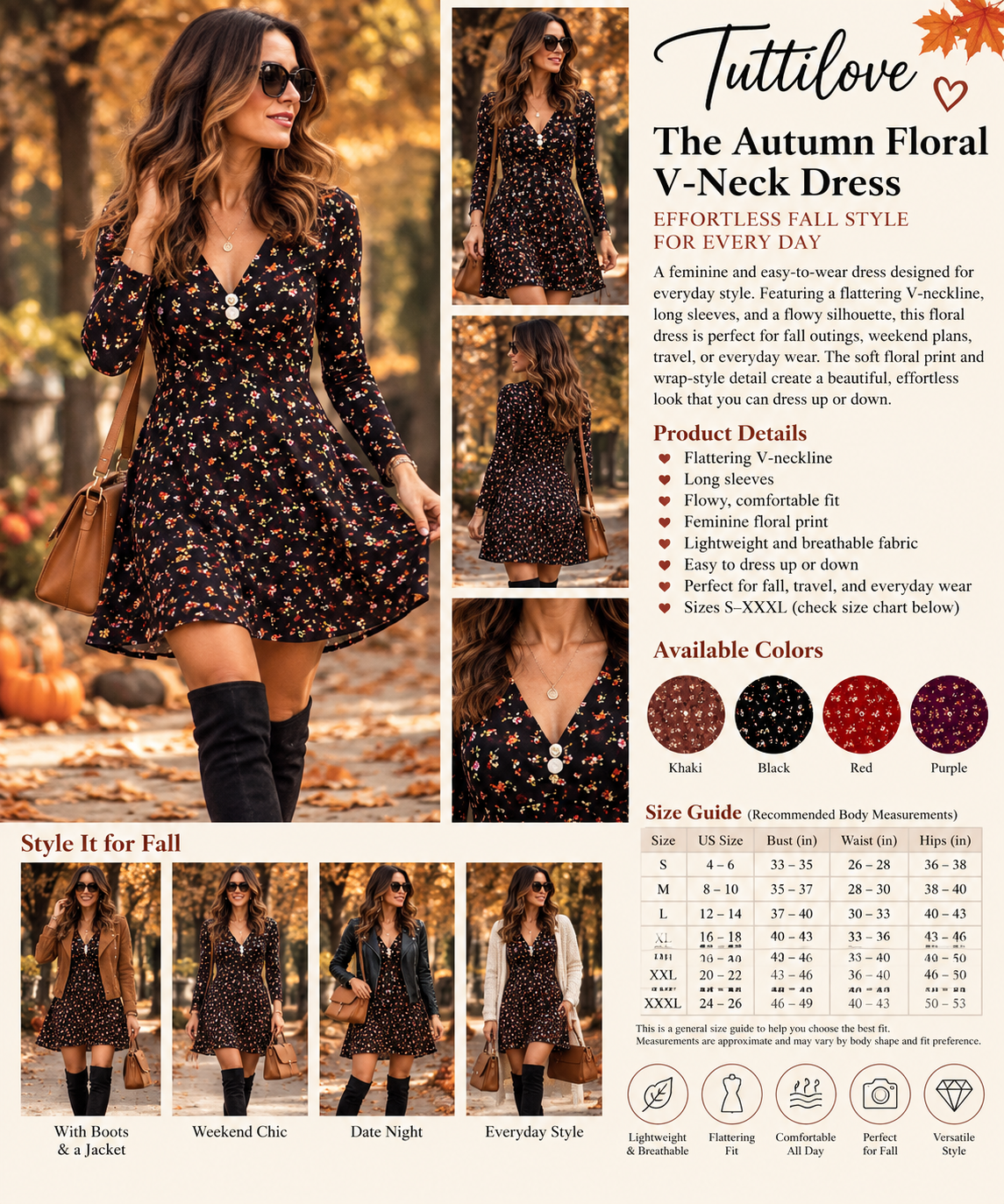The Fall Floral Midi Dress