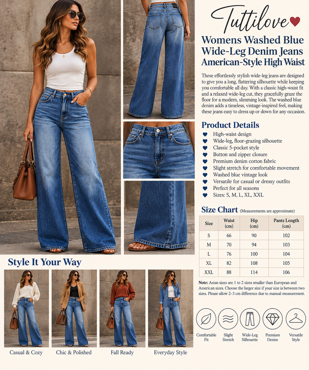 The Madison Washed Blue Wide-Leg Jeans