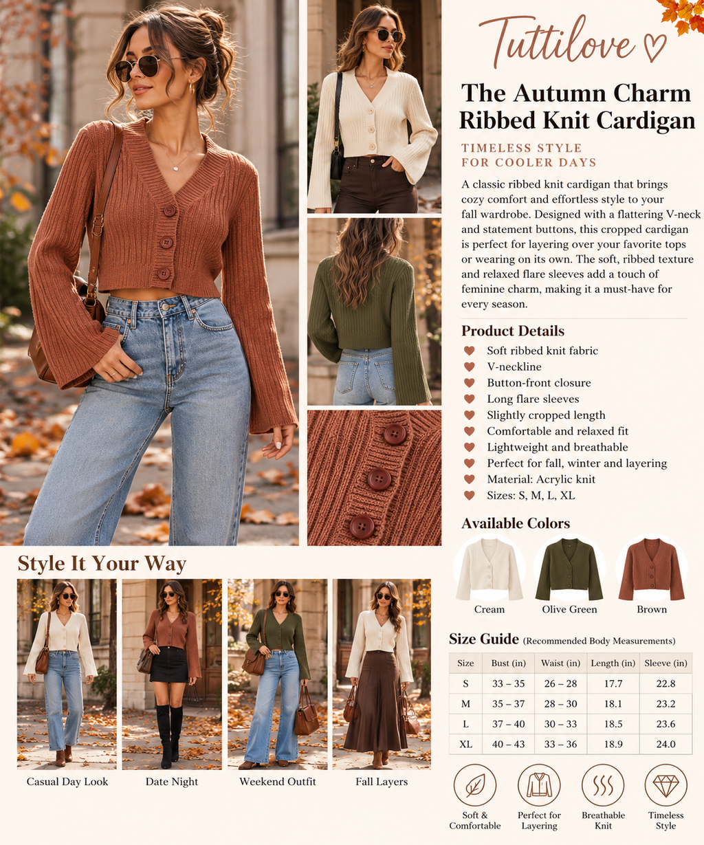The Autumn Charm Ribbed Knit Cardigan