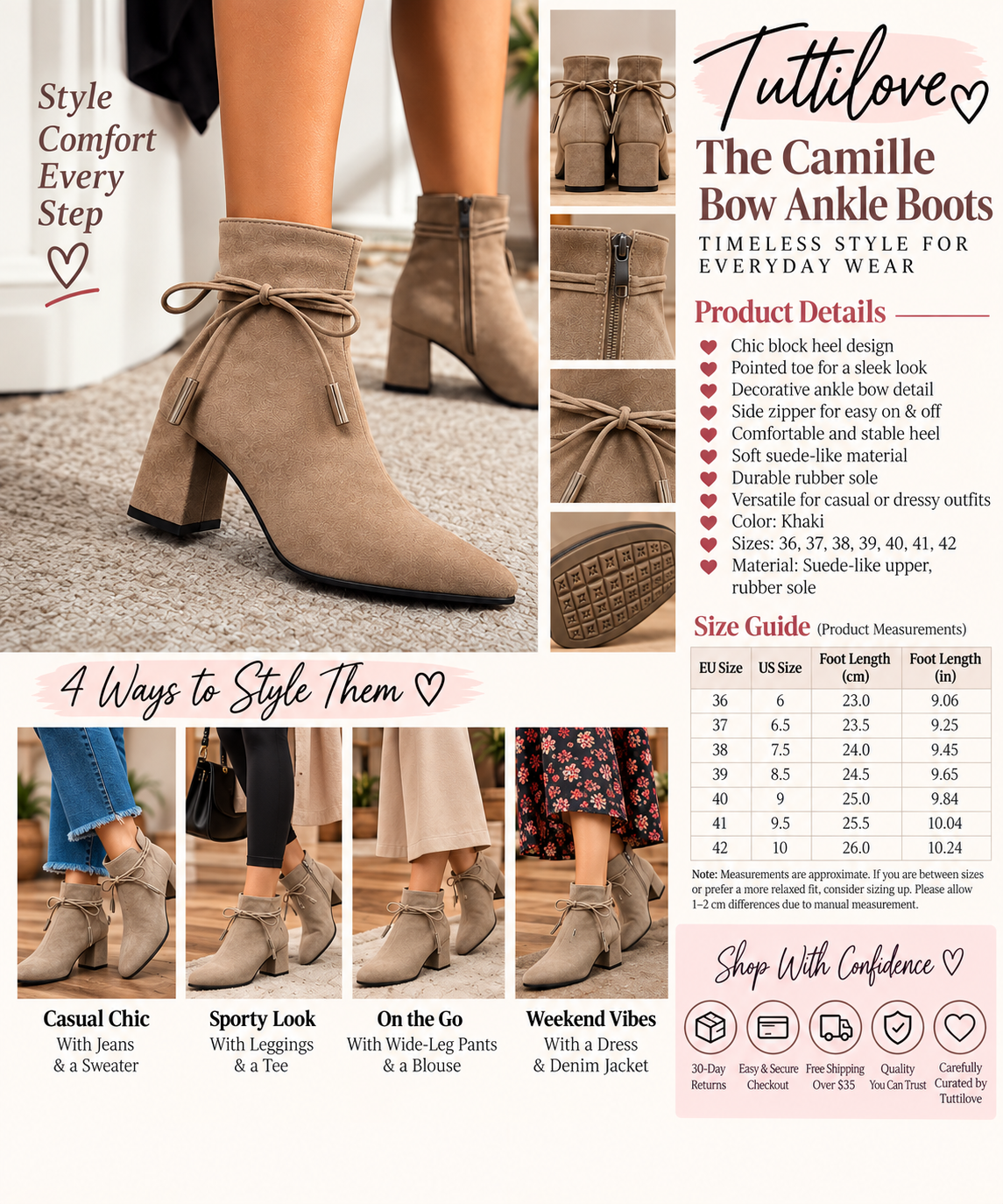 The Camille Bow Ankle Boots