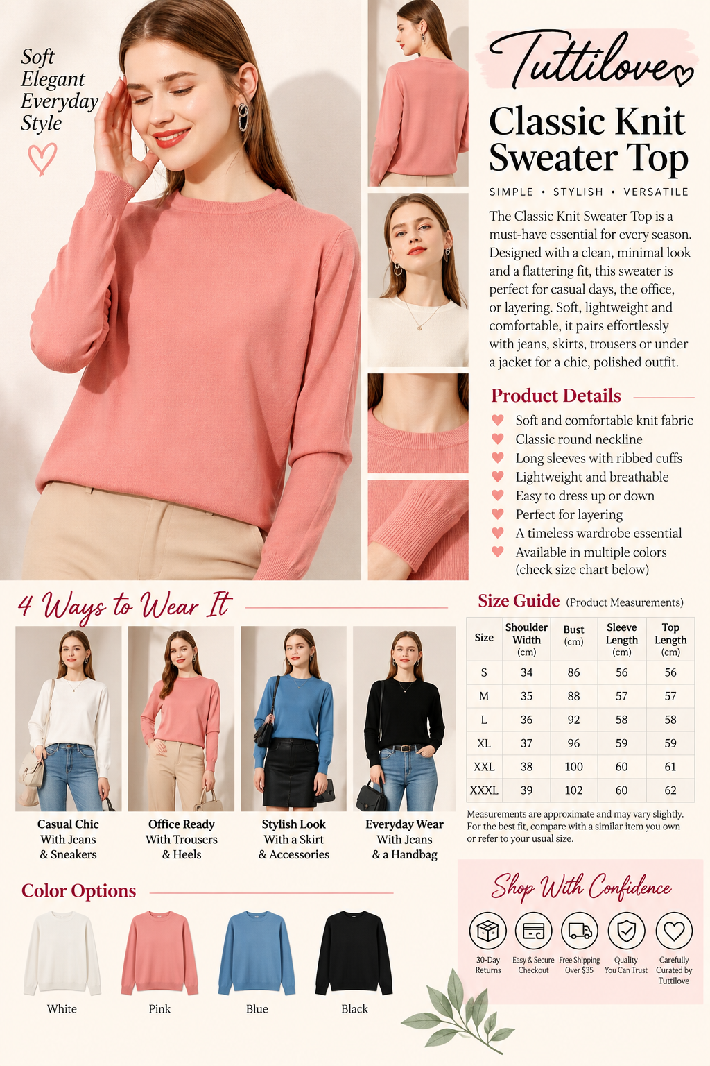 Classic Knit Sweater Top