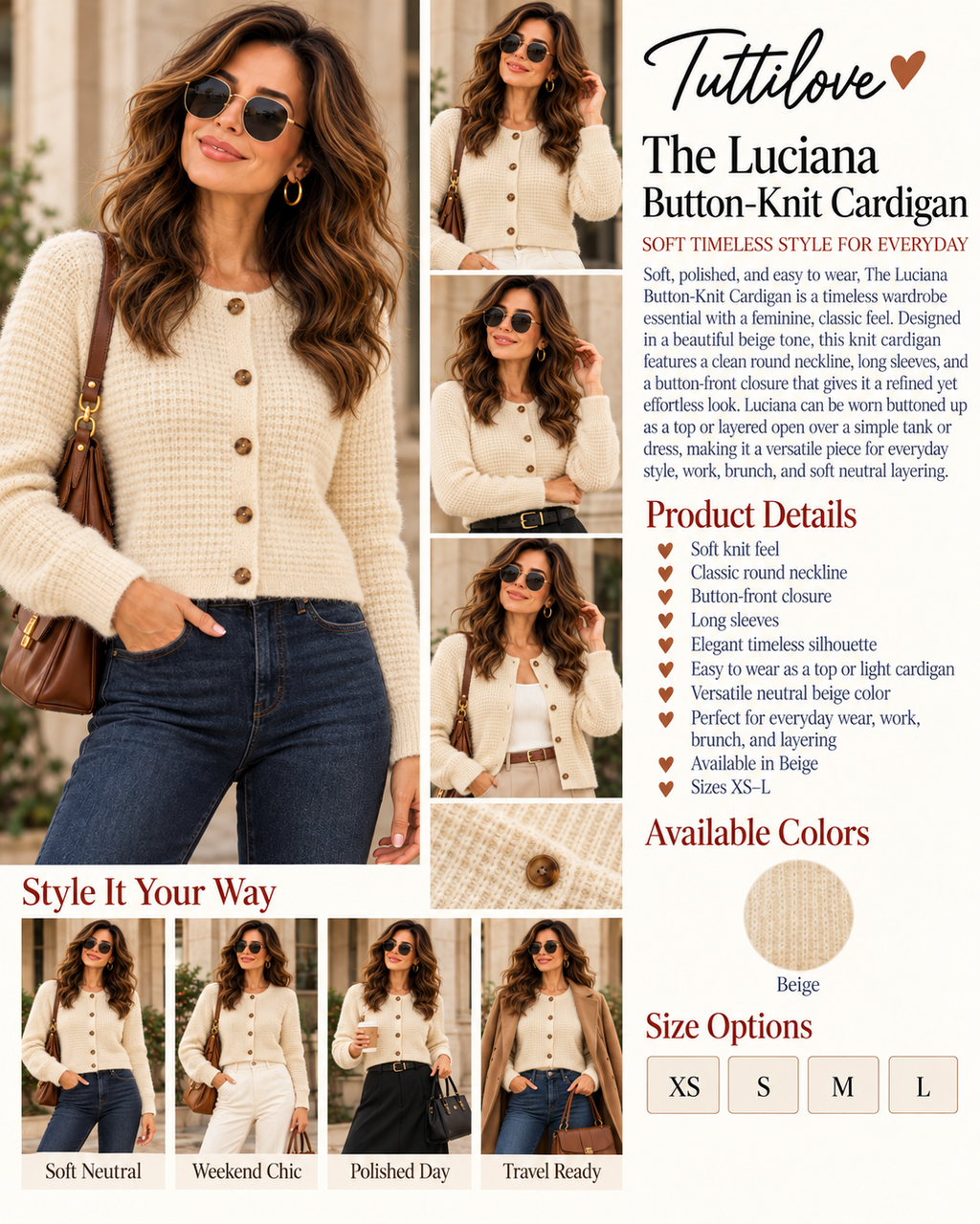 The Luciana Button-Knit Cardigan