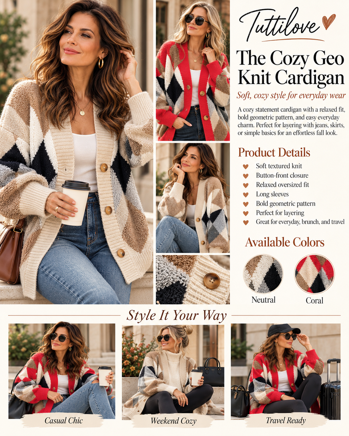 The Cozy Geo Knit Cardigan