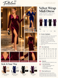 Velvet Wrap Midi Dress